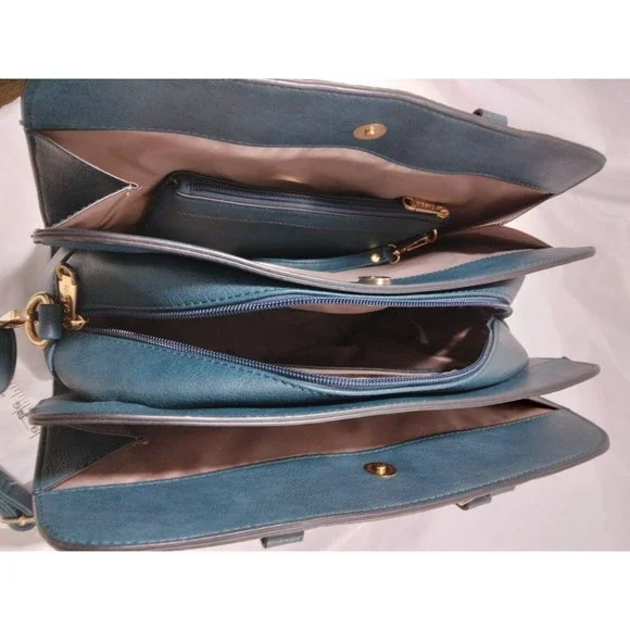 Dasein Handbag Large Satchel Shoulder Bag Purse with Matching Wristlet Teal - Picture 15 of 16